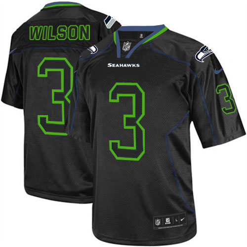 Youth Elite Russell Wilson Nike Jersey Lights Out Black - #3 NFL Seattle Seahawks